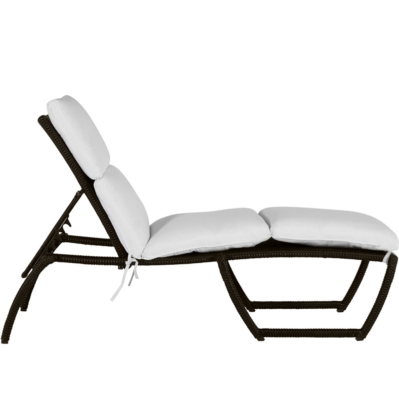 Skye 80.5" Long Reclining Single Chaise with Cushions, No Welt, Bali Pearl, Black Walnut