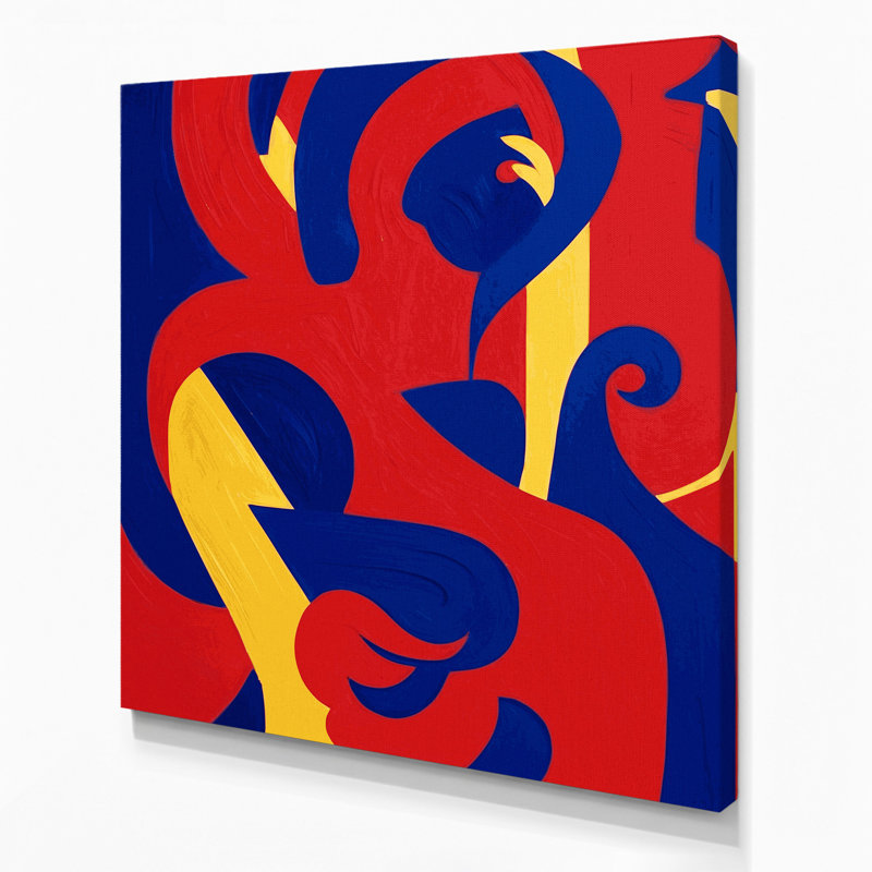 Art abstrait sur toile abstrait 25 figuratif rouge, H 8 po x l 8 po