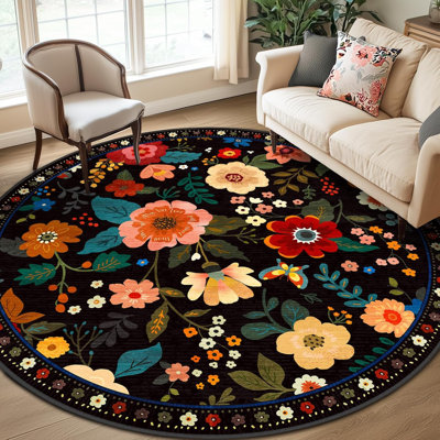 Washable Floral Indoor Rug