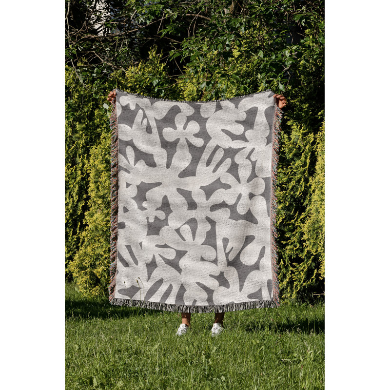 Jeté en coton Sheri, Gris, 60 po x 80 po