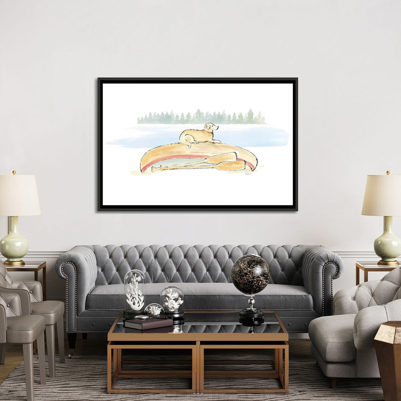 « lakeside days iii », reproduction sur toile tendue, H 40 po x l 60 po x P 1,5 po, Toile encadrée noire, Pas de tapis