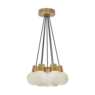 Sean Lavin Mina 7-light Small Chandelier in Hand Rubbed Antique Brass with Black Cord