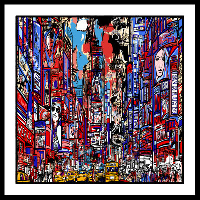 Colorful Representation Of Times Square by Isaxar - No Frame Print on Canvas