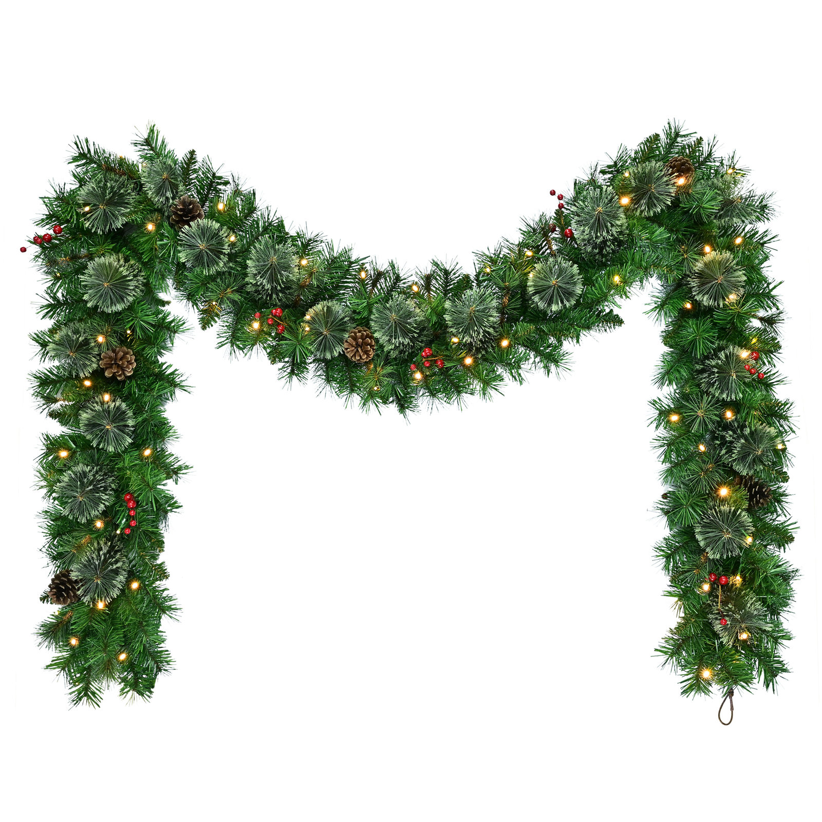 108" Pre-Lit Pine Christmas Garland