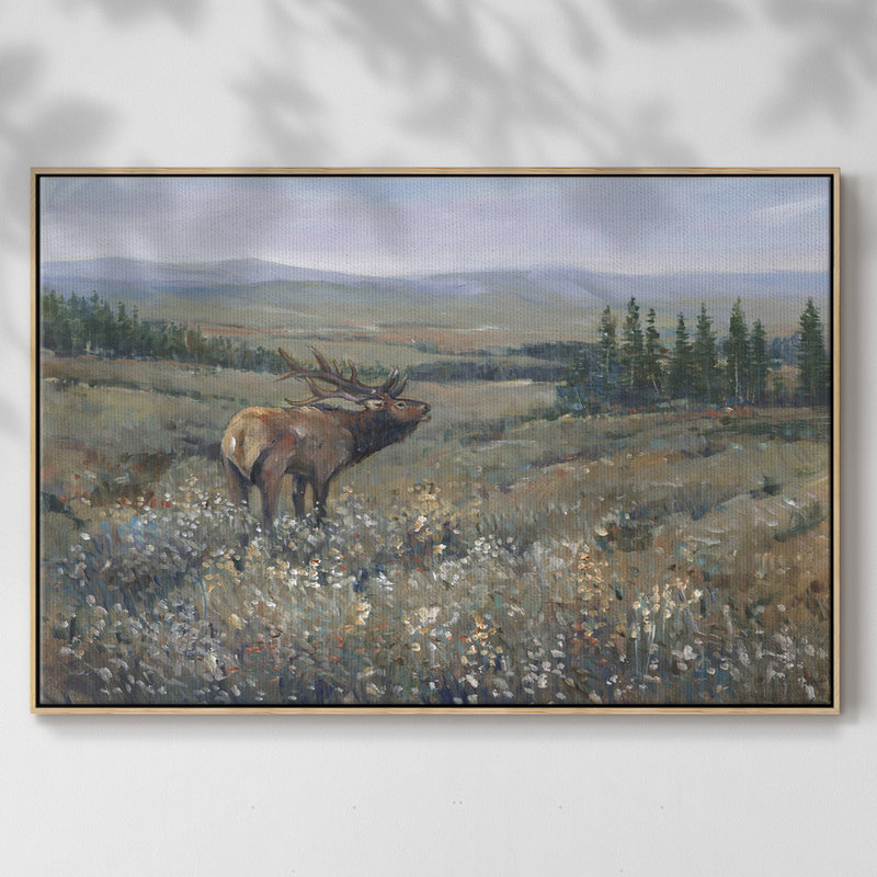 «Western Wildlife I», peinture sur toile encadrée, Cadre en bois naturel, H 27 po x l 41 po x P 2 po