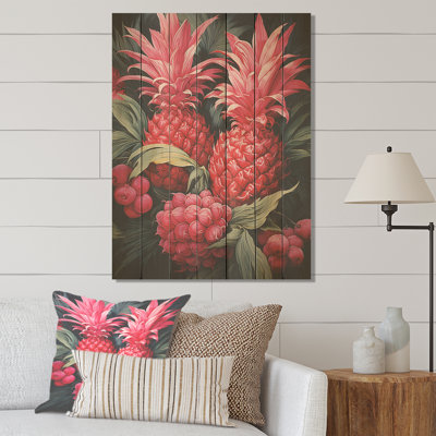 Impression d'ananas rustique rose II - ananas sur bois