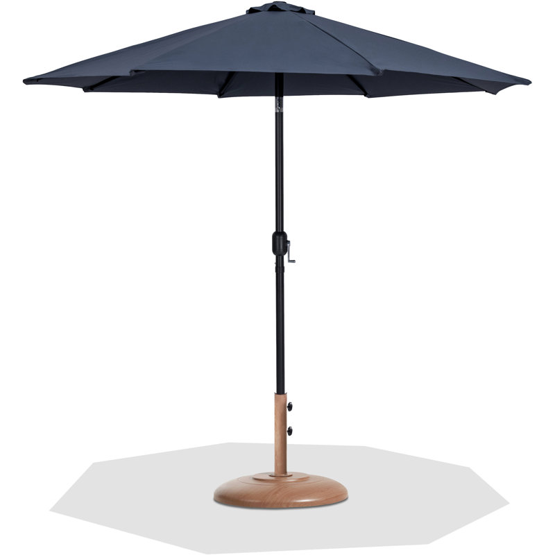 Parasol de patio en tissu / aluminium avec base Chavelle, Noir, noir, noir, noir, Gris