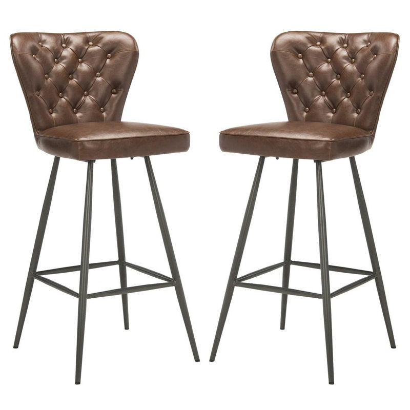 Rickman Upholstered Counter Stool with Metal Frame, Burgundy/Black, Bar Stool (29.9" Seat Height)