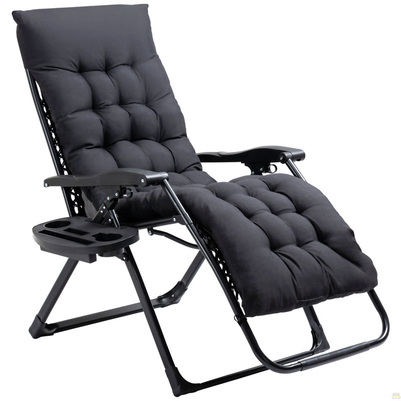 Fauteuil inclinable inclinable avec coussin rembourré Outsunny, Noir