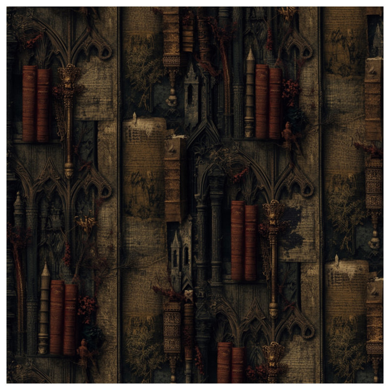 Tapisserie murale livres d'architecture gothique - Décoration murale architecture, 50in H x60in W with 4 Grommets