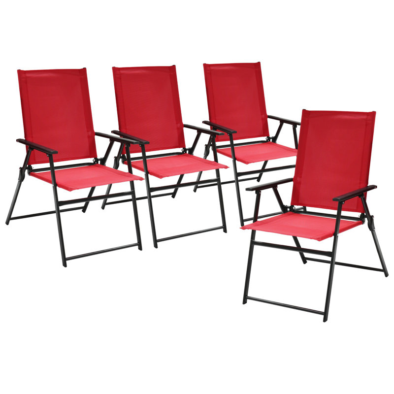 Chaise pliante en tissu Arlmont & Co. Claubert, Rouge / Noir