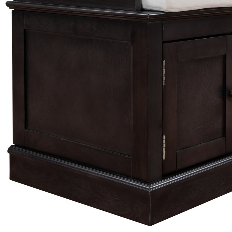 43" Wide Shoe Storage Bench With Cushion Entryway Bench Storage Bench, Brown