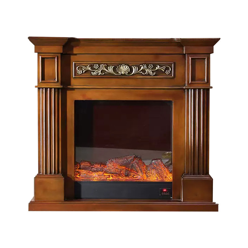 Walnut Solid Wood Electric Fireplace