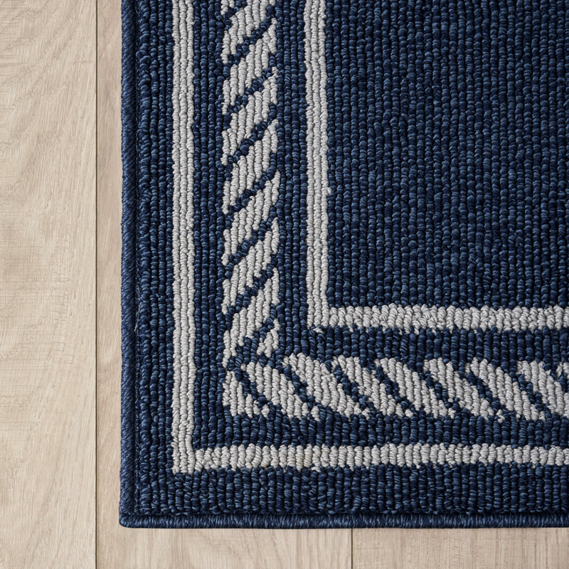 Nautica Rope Border Machine Washable All Loop Tufted Rugs 1-Piece, Rectangle 2'6" x 10'