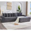 Canapé modulaire en L 110,75 po, canapé modulaire en velours côtelé, avec repose-pieds mobile, porte-gobelets, 8 coussins décoratifs, poche latérale, déplier en lit, noir-1020083870-1020083876