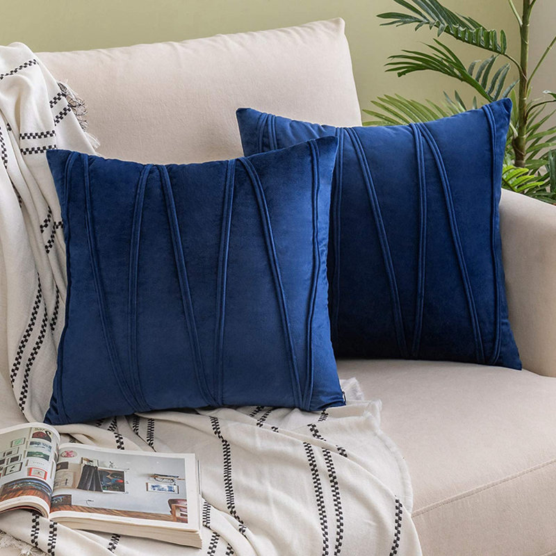 Housse de coussin Chevron, Bleu marine, 16 po x 16 po