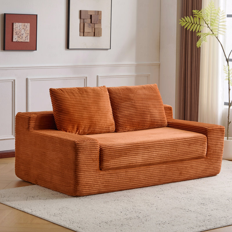 Canapé-lit, canapé-lit confortable à assise profonde, petit canapé en velours côtelé moderne pour la chambre à coucher du salon, coussin réversible avec coussins