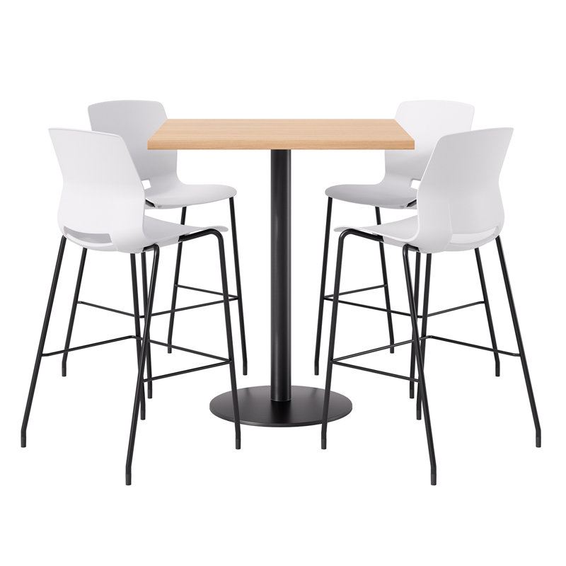 Ensemble repas pour 4 personnes à hauteur de bar, Érable, Blanc / noir, H 41 po x L 42 po x l 42 po