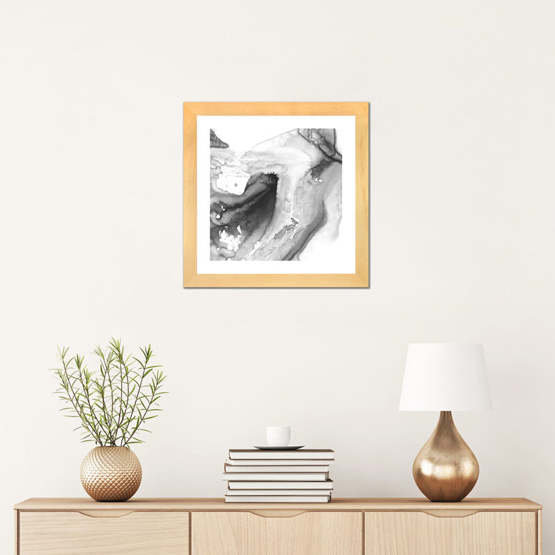 "Fumée & Water IV" par Ethan Harper, reproduction d’art, Toile avec cadre en bois beige, H 16 po x l 16 po x p 1 po, Blanc