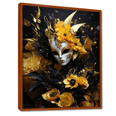 Glam Venice Mask Yellow Flowers - Modern Woman, art mural