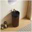 Meuble-lavabo autoportant 16 po à cuve cylindrique autoportante 16 po, meuble grain de bois noyer avec cuve à surface solide ronde noire (trou de robinet pré-percé), sans ensemble de bonde inclus