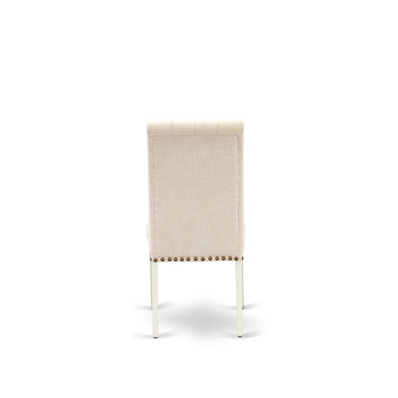 Ensemble de table de cuisine 7 pièces comprenant une table à manger rectangulaire à pattes en V et 6 chaises de salle à manger Parsons en lin beige clair, 101,6 x 182,9 cm, multicolore