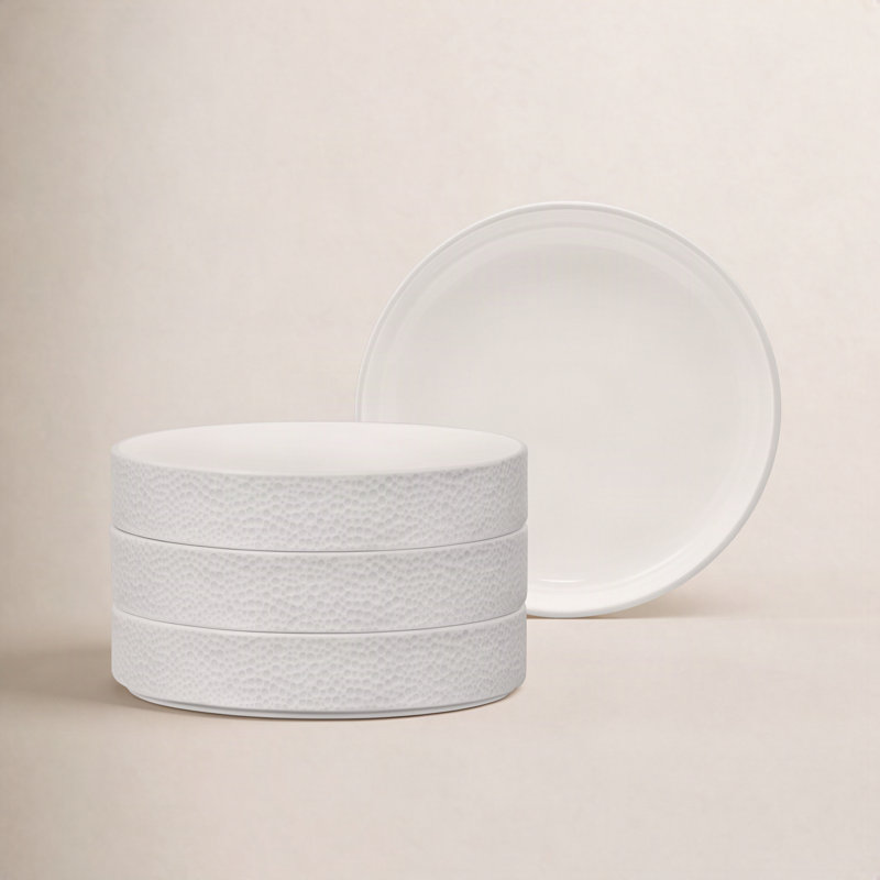 Noritake Colortex Stone Stax Deep Plates, 7 1/2", 12 Oz., White