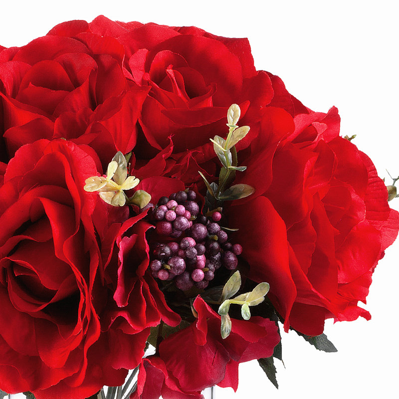 Silk Mixed Arrangement in Vase, Red