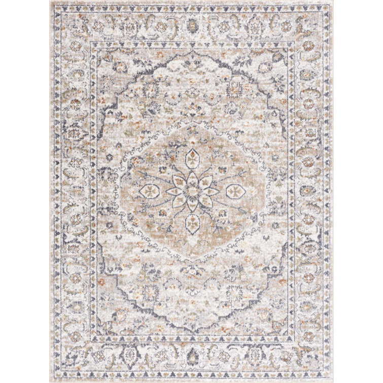 Oveda Oriental Machine Washable Gray Area Rug