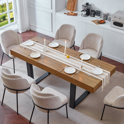 Table de salle à manger extensible de 63 à 79 po, table de cuisine rectangulaire en bois avec base rainurée pour 4 à 8 personnes, meubles de salle à manger et de salon rustiques, meubles de style champêtre