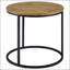 Table d'appoint ronde ronde avec plateau en bois de manguier et base en métal noir, parfaite pour un décor moderne et rustique
