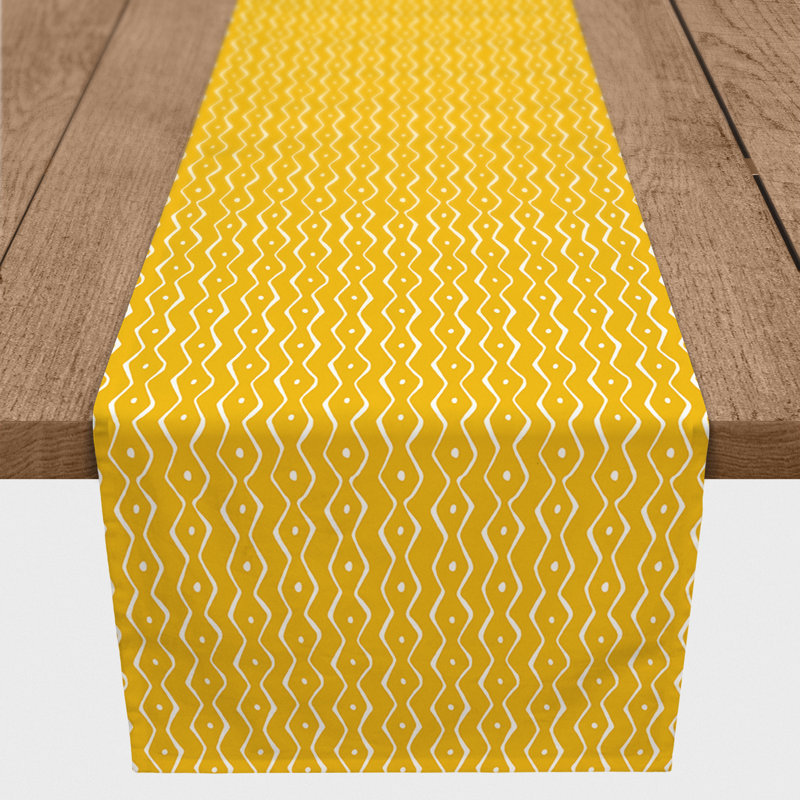 Koziol Geometric Table Runner, 72" L x 16" W, Chevron, Yellow