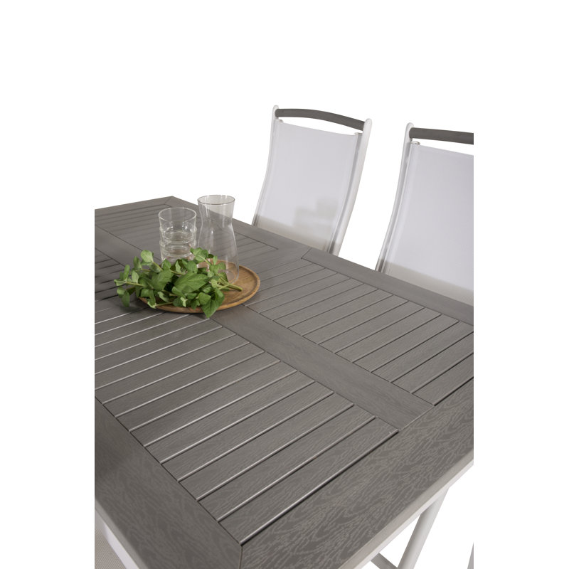 Jayesh 4 - Person Patio Dining Set with Extendable Rectangular Table, White/Taupe, 75cm H x 152cm W x 90cm L