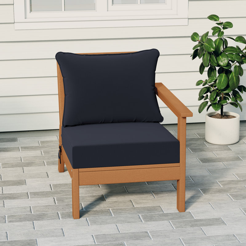 Deep Seating Right Arm Chair With Cushions, Navy Blue, Teak