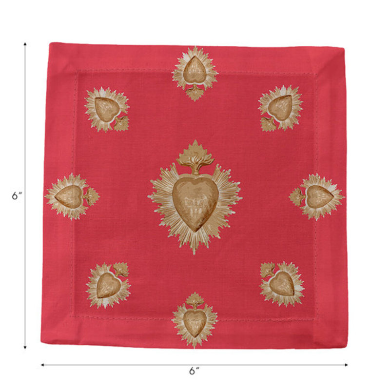 Ex Vote Cotton Sateen Cocktail Napkins, Crimson