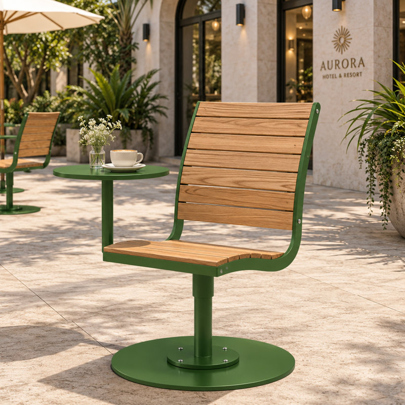 Chaise de patio pivotante imperméable avec porte-gobelet, Green