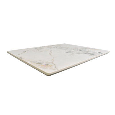 Plateau de table en pierre frittée de 30 po x 70 po de couleur marbre blanc (brillant)