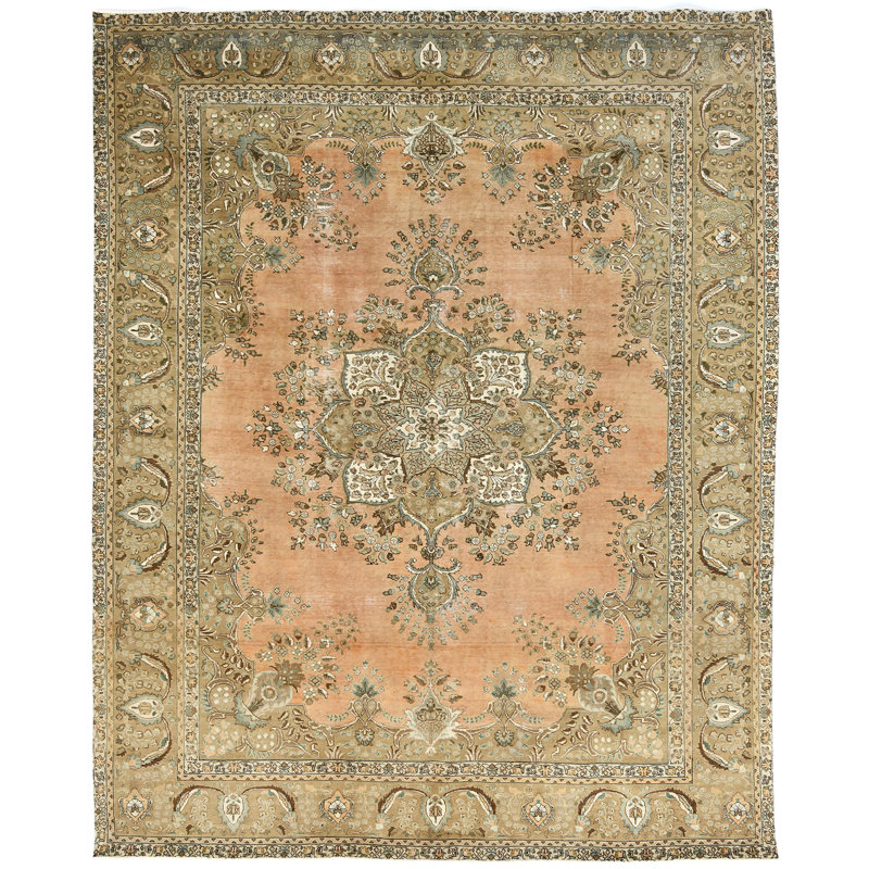 Tapis oriental délavé semi-antique à motif floral 10X12