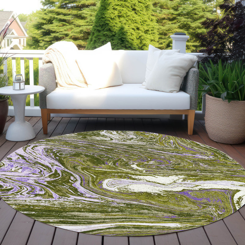  Tapis intérieur / extérieur lavable à la machine Chayden ACN1061, Rond 8 pi