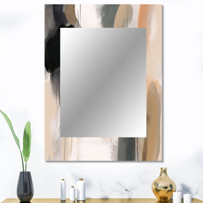 Painting Of Abstract Shapes III - Abstract Painting Mirror, Brown Decorative Wall Mirror, Printed Metal Art