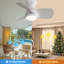 Ventilateur de plafond intérieur de 23 pouces avec 3 couleurs à intensité variable, 3 pales ABS, moteur à courant continu réversible, télécommande, blanc, avec lumière DEL de 18 W-121082917-121082919