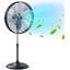 Ventilateur sur pied industriel 20 vitesses à 3 vitesses à grande vitesse argenté avec oscillation à 80 °, 5300 pi³ / min, hauteur réglable.