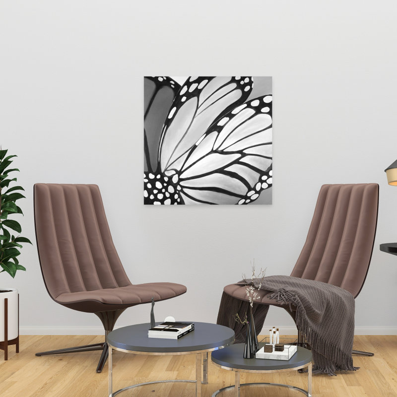 Monarch Wings Closeup Canvas | Monochrome Insect Art Decor