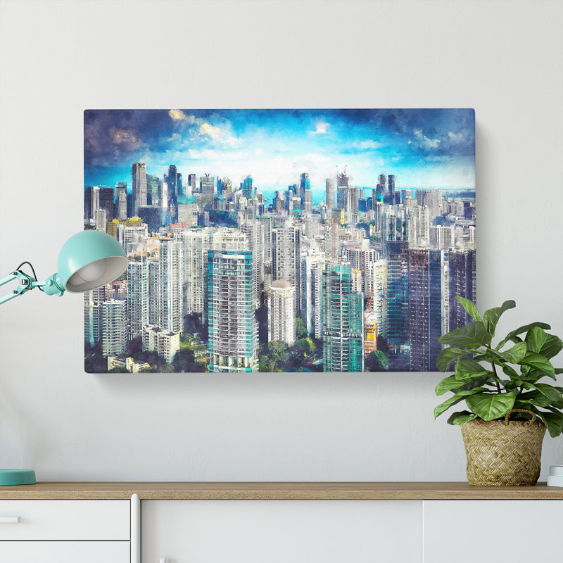 Singapore Skyline Painting - Wrapped Canvas, 40cm H x 60cm W x 3cm D