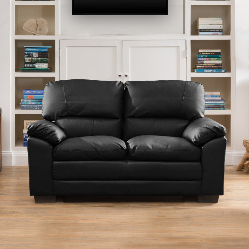 Robidoux 2 Seater Faux Leather Loveseat, Black