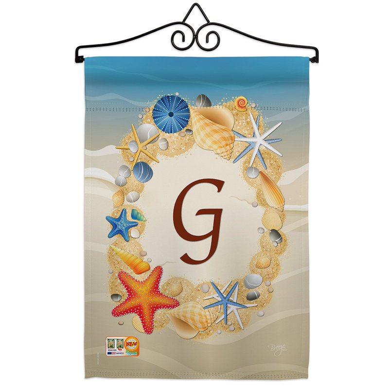 Été de polyester à 2 faces initiale 19 x 13 po. ensemble de drapeaux, G