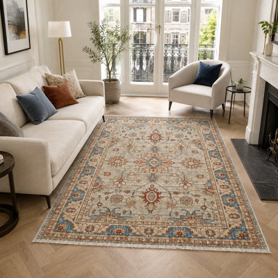 Oriental Cotton and Chenille Flatweave Area Rug