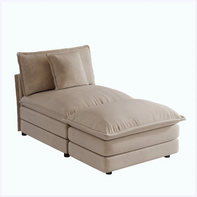 Modular Sectional Sofa Couch | Sectional Sofas light coffee Armless 1-Seat & Ottoman
