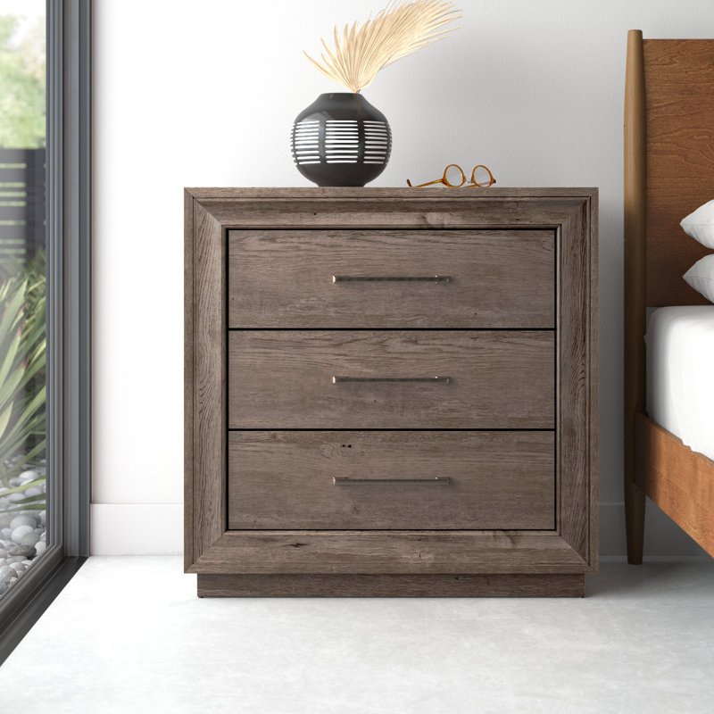 Hayle 3 Drawer Nightstand w/ Charging Station - Graystone