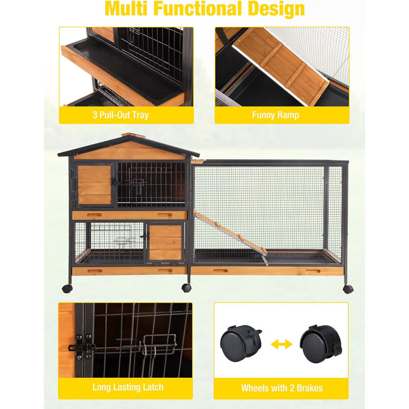 Shelbie Weather Resistant Portable Rabbit Hutch with Ramp